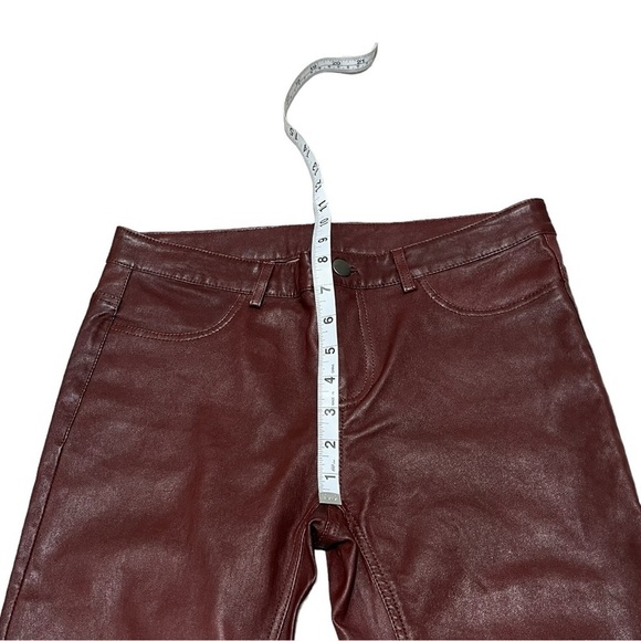 Haute Hippie Burgundy 100% Lamb Skin Leather Mid Rise Pants Size 4 - Picture 7 of 15